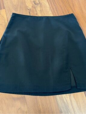 Black Women's Mini Skirt - Classic A-Line with Side Slit